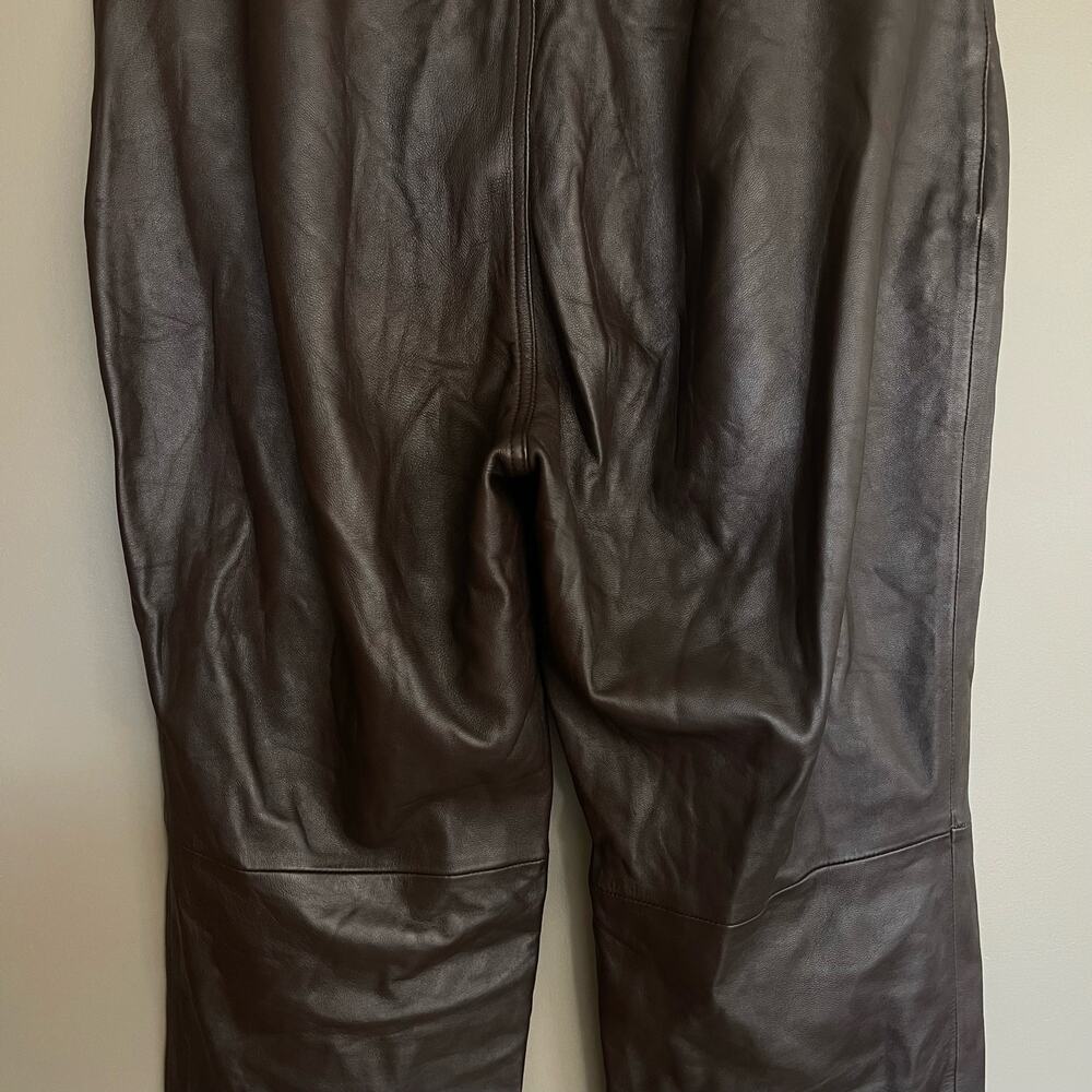 LPA Leather Pant 417 in Brown‎ Size XL High Waist Straight Leg 100% Leather Sexy - Picture 12 of 16